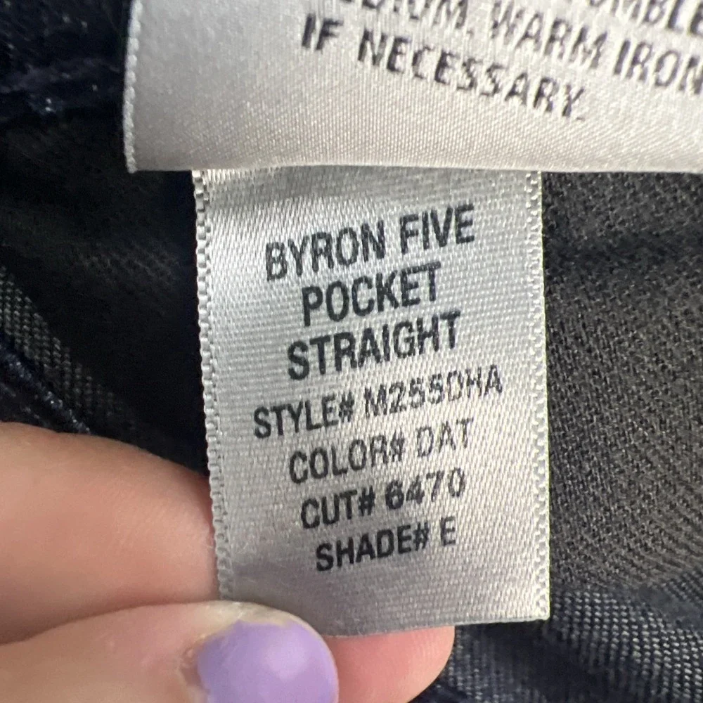 Hudson Byron Five Pocket Str Jeans Mens Size 33/34 Dark Blue Denim‎ Button Fly